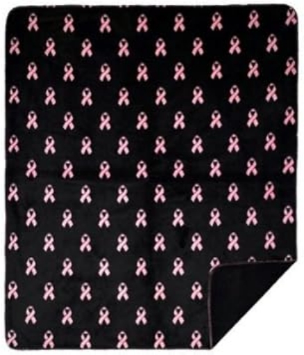 Picture of Denali Home Collection by Mont Double-Sided Reversible Throw, 50 by 60-Inch, Pink Ribbons/Black