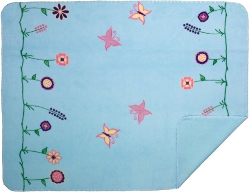 Picture of Denali Home Collection by Monterey Mills 50-Inch by 60-Inch Denali Blanket,Double-Sided, Reversible, MicroPlush Throw, Whimsical Floral Soft Blue/Soft Blue