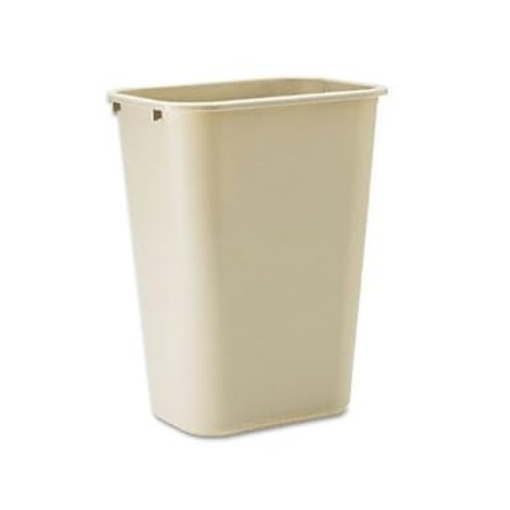 Picture of Deskside Plastic Wastebasket, Rectangular, 10 1/4 gal, Beige
