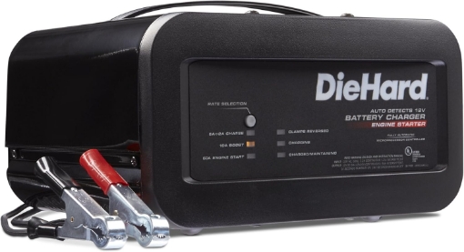 Picture of DieHard 71323 12V Shelf Smart Battery Charger and 10/50A Engine Starter, Black