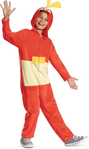 Picture of Disguise girls Fuecoco Costume for Kids, Official Pokemon Hooded Jumpsuit Costume