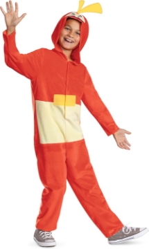 Picture of Disguise girls Fuecoco Costume for Kids, Official Pokemon Hooded Jumpsuit Costume