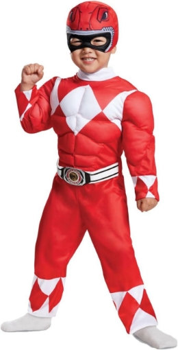 Picture of Disguise Red Ranger Toddler Muscle Child Costume, Red, Medium/(3T-4T)