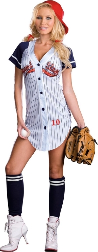 Picture of Dreamgirl Women's Sexy and Sporty Baseball Costume, Grand Slam, Lt. Blue