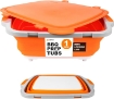 Picture of Drip EZ Collapsible BBQ Prep Tub- for Meal Prep Marinating Food Storage - Includes Cutting Board & Locking Lid - (1) OG - Orange