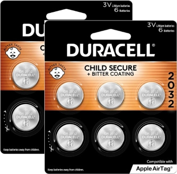 Picture of DURACELL 2032 Lithium Battery. 12 Count 2 Pack. Child Safety Features. Compatible with Apple AirTag, Key Fob, and Other Devices. CR2032 Lithium 3V Cell.