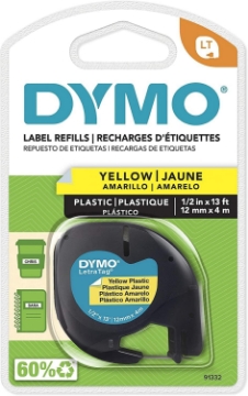 Picture of Dymo- Letratag Label Tape Cassette ,Ltratg ,1/2" ,Plstc ,Yw (Pack Of 15