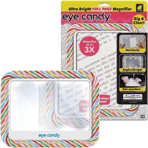 Picture of Eye Candy Ultra Bright Full Page Magnifier and Book Light, As Seen On TV Anti Glare Reading Light Makes Pages 3X Bigger with Dimmable Brightness