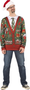 Picture of Faux Real Men's 3D Photo-Realistic Ugly Christmas Sweater Long Sleeve T-Shirt
