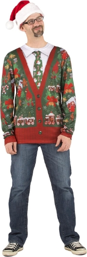 Picture of Faux Real Men's 3D Photo-Realistic Ugly Christmas Sweater Long Sleeve T-Shirt