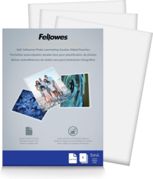 Picture of Fellowes, Self-Adhesive Laminating Pouches, 5 Mil, Photo Size, 5 per Pack (5220401)
