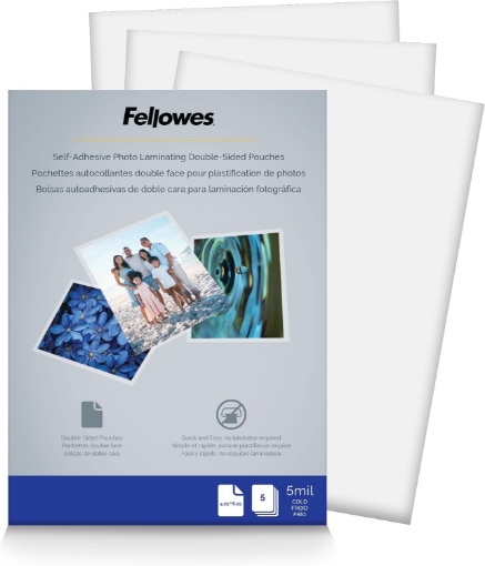 Picture of Fellowes, Self-Adhesive Laminating Pouches, 5 Mil, Photo Size, 5 per Pack (5220401)