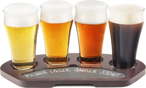 Picture of Final Touch Craft Beer Flight Set with Solid Wood & Slate Serving Board (GBT114)
