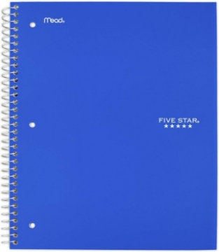 Picture of Five Star Spiral Notebooks, 1 Subject, College Ruled Paper, 100 Sheets, 11" x 8-1/2", Color Selected For You, 1 Count (06206)