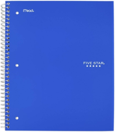 Picture of Five Star Spiral Notebooks, 1 Subject, College Ruled Paper, 100 Sheets, 11" x 8-1/2", Color Selected For You, 1 Count (06206)