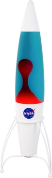 Picture of Fizz Creations NASA Inspired Rocket Lamp. Matte-Finish Space Decor Lamp with Blue Liquid & Red Wax. 43cm/17-inch Tall. Mains Powered. Includes 1 x R39 E14 25W Bulb. NASA Inspired Space Merchandise.