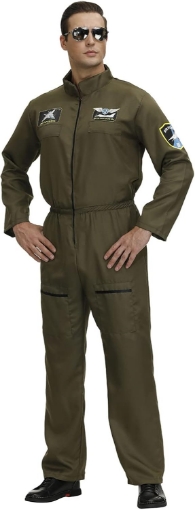 Picture of Flight Suits for Men Fighter Pilot Costume Halloween Costume Green Jumpsuit