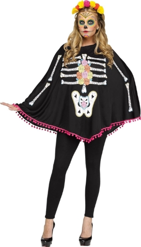 Picture of Fun World Day of The Dead Adult Poncho Costume