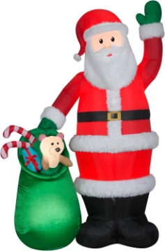 Picture of Gemmy Christmas Inflatable Luxe Santa with Toy Bag, 9 ft Tall, Multi