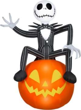 Picture of Gemmy Halloween Inflatable Jack Skellington on O' Lantern, 9.5 ft Tall, Multi