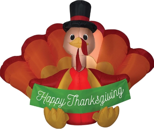 Picture of Gemmy SS73382G Turkey with Banner Airblown Medium, One Size