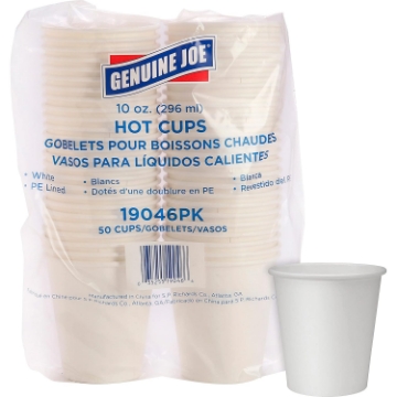 Picture of Genuine Joe Polyurethane-lined Disposable Hot Cups, 10oz (Pack of 50)