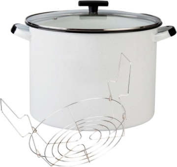 Picture of Granite Ware 21 Quart Water Bath Canner with Jar Rack & Lid - Durable Steel Core Porcelain Enamelware Canner for Home Canning Tools & Food Preservation on Stove/Open Flame (White)