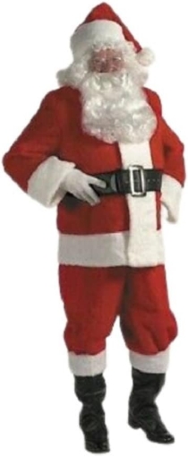 Picture of Halco Popular Rental Quality Santa Suit Claus Deluxe Red Pile Coat Pants Hat Belt Boot Tops Gloves Full Costume Set