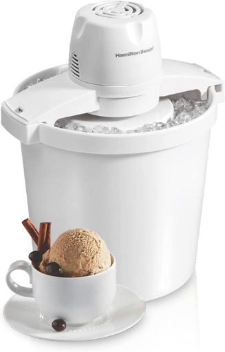 Picture of Hamilton Beach Electric Automatic Ice Cream Maker & Frozen Yogurt Machine, Makes Custard, Sorbet, Gelato and Sherbet, 4 Quart, White (68330N)
