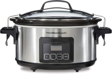 Picture of Hamilton Beach Portable 6-Quart Stay or Go Programmable Slow Cooker with Lid Lock, Stainless Steel (33561), 6 quarts