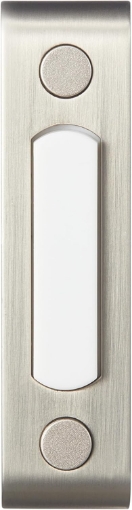 Picture of Heath Zenith Wired Push Doorbell Button, Satin, Nickel, Lighted, Metal, Surface Mount, Home Improvement, Outdoor, House, Décor