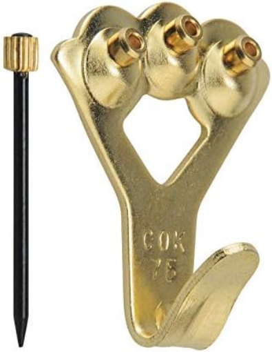 Picture of Hillman OOK Brass-Plated Blue Steel Picture Hanger 75 lb. 1 pk - Case of: 12