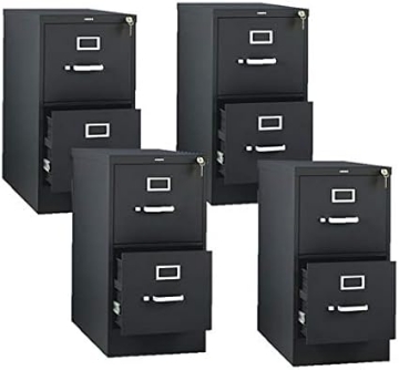 Picture of HON 2-Drawer Office Filing Cabinet - 310 Series Full-Suspension Letter File Cabinet, 26.5" D, Black (H312), Case of 4