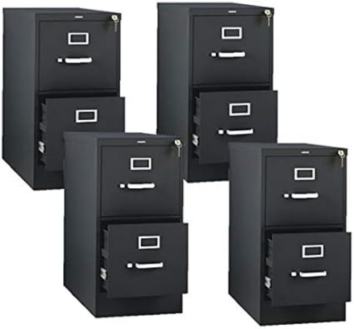 Picture of HON 2-Drawer Office Filing Cabinet - 310 Series Full-Suspension Letter File Cabinet, 26.5" D, Black (H312), Case of 4