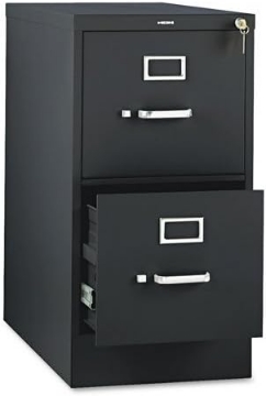 Picture of HON 310 Series Vertical Files w/Locks-2 Drawer File, Vertical, Letter, 15"x26-1/2"x29", Black