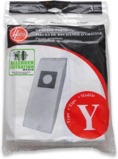 Picture of Hoover Type Y Allergen Bags, for WindTunnel Vacuum Cleaners, 3-Pack, 4010100Y, White