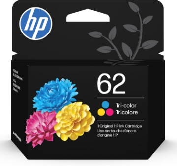 Picture of HP 62 Tri-color Ink Cartridge | Works with Printer Series: ENVY 5540, 5640, 5660, 7640, OfficeJet 5740, 8040, OfficeJet Mobile 200, 250 | Instant Ink Eligible| C2P06AN | Packaging May Vary