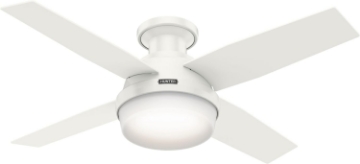 Picture of Hunter 44 inch Indoor Ceiling Fan with LED Light and Remote Control - White Modern Ceiling Fan, Low Profile Mount, 4 Blades, For Bedroom, Living Room, or Kitchen, Quiet - Dempsey 59244, Fresh White