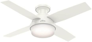 Picture of Hunter Fan Company - Dempsey 44 Inch Low Profile Ceiling Fan with LED Light Kit and Handheld Remote - Fresh White Finish - Fresh White Blade Color