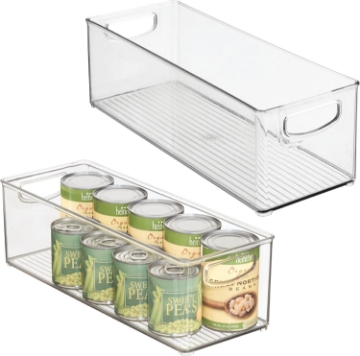 Picture of InterDesign iDesign Plastic Stackable Pantry Bin - Storage Bin with Handles for Cabinets or Fridge - Set of 2 - Clear