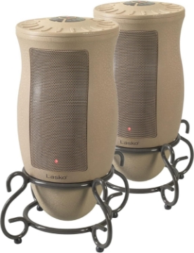 Picture of Lasko 6435 Designer Series 1500 Watt Decorative Base Oscillating Ceramic Space Heater with 3 Heat Settings and Built In Safety Features, Tan (2 Pack)