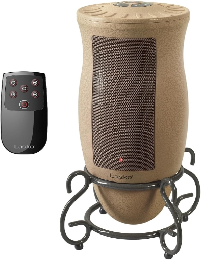 Picture of Lasko Oscillating Designer Ceramic Tower Space Heater for Home with Adjustable Thermostat, Timer and Remote Control, 16 Inches, 1500W, 6435