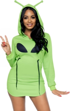Picture of Leg Avenue Women's Casual Halloween Ghost Alien Fleece Hoodie