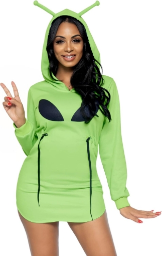 Picture of Leg Avenue Women's Casual Halloween Ghost Alien Fleece Hoodie