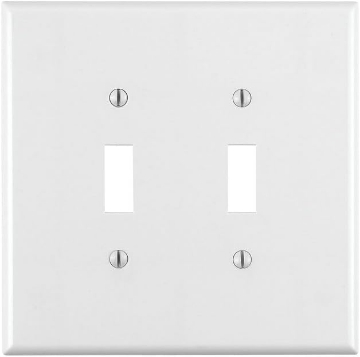 Picture of Leviton 88109 2-Gang Toggle Device Switch Wallplate, Oversized, Thermoset, Device Mount, 25-Pack, White