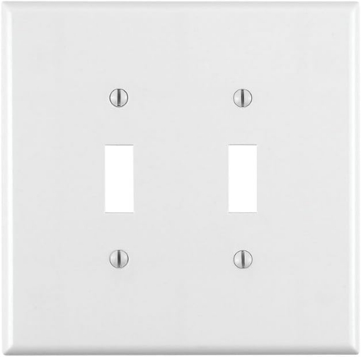 Picture of Leviton 88109 2-Gang Toggle Device Switch Wallplate, Oversized, Thermoset, Device Mount, 25-Pack, White