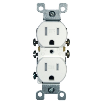 Picture of Leviton N02-T5320-00W White 5-15R NEMA15 Amp Tamper Resistant Duplex Receptacle