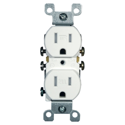 Picture of Leviton N02-T5320-00W White 5-15R NEMA15 Amp Tamper Resistant Duplex Receptacle