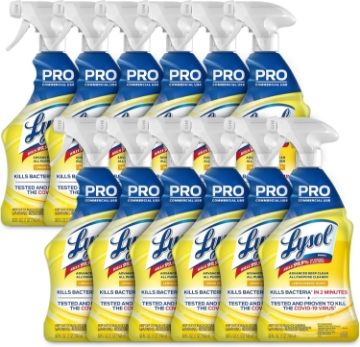 Picture of Lysol Pro All-Purpose Cleaner, Advanced Deep Cleaning Sanitizing and Disinfecting Spray, For Commercial Use, Use to Clean and Deodorize, Lemon Breeze Scent, 32oz (Pack of 12)