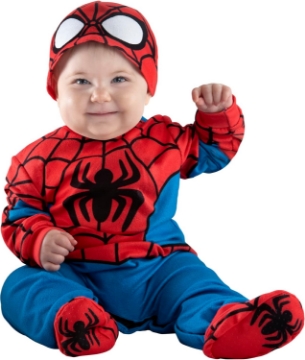 Picture of Marvel Spider-Man Official Infant Deluxe Costume - Premium Quality Minky Fabric and Non-Slip Grip Booties